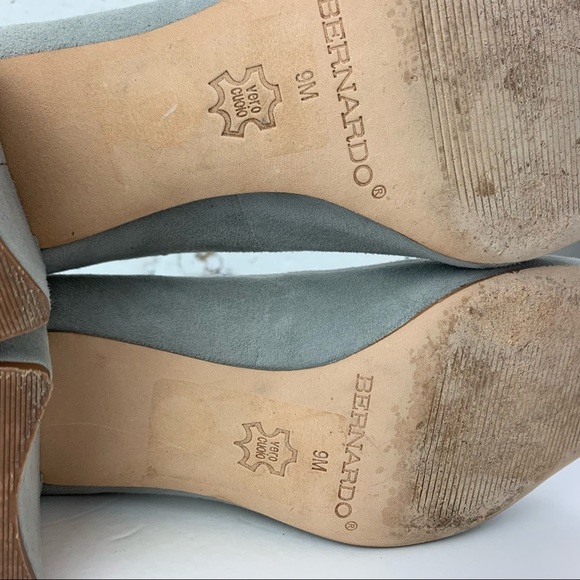 Bernardo The Jackie Suede Grey Square Toe Heel 9 - Picture 12 of 16